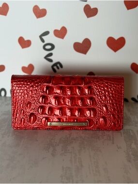 Brahmin Adelle Embrace Ombré leather Wallet Red and Rich price firm